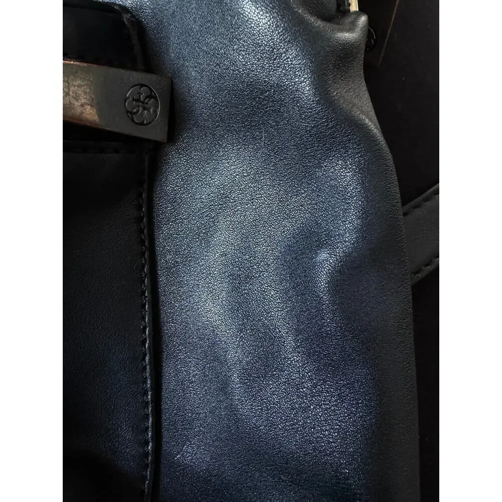 Guess Leather Black Backpack Gold Zipper Details
